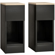 Slim Bedside Table Set of 2 with Drawer and Shelf for Small Spaces Black AOSOM