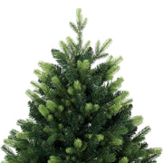Close-up of a green PE and PVC branch tip sprig on white