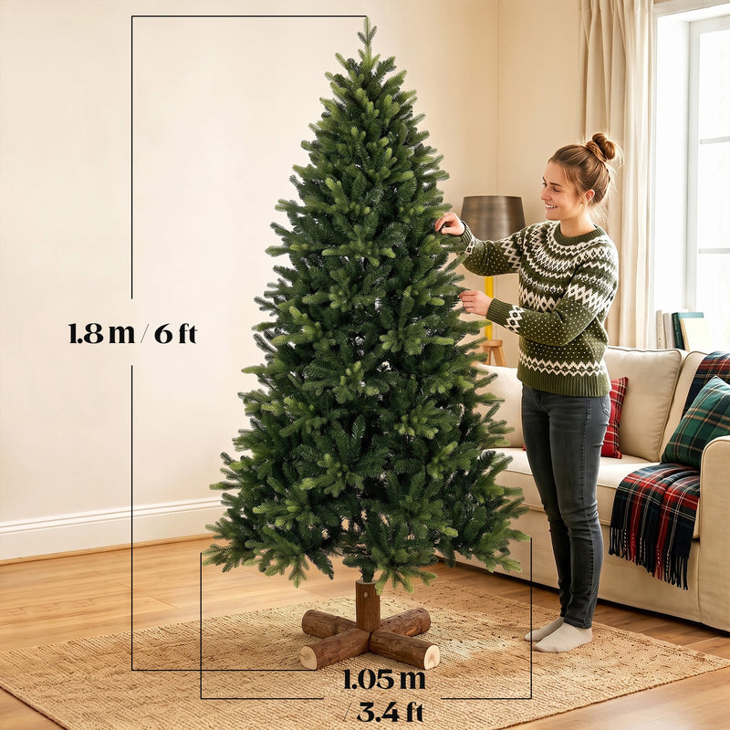 Dimensions diagram of the 6ft tree showing 1.8 m height and 1.05 m width