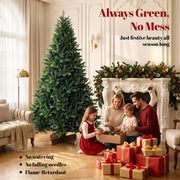 Family decorating the 7ft tree in a panelled room with no-mess notes