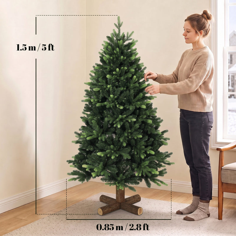 Dimensions diagram of the 5ft tree showing 1.5 m height and 0.85 m width
