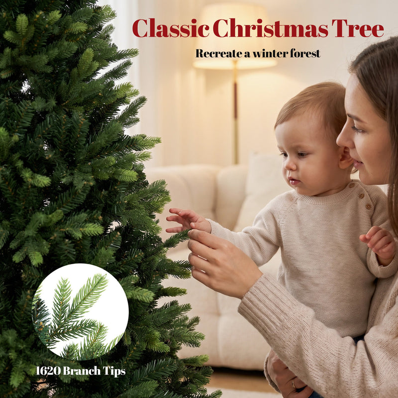 Parent and baby touching the 5ft tree with a 1620 branch tips callout