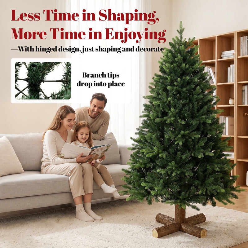 Family reading beside the 5ft tree with a branch tips drop into place inset