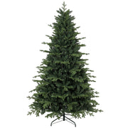 Tallest version of the hinged artificial Christmas tree on its metal stand, studio shot