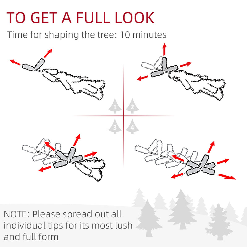 Shaping guide showing how to spread out the branch tips, with a 10 minute suggested shaping time