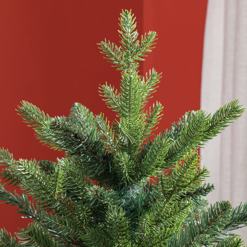 Close-up of the top of the tree against a painted wall