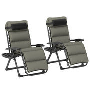 Set of Two Grey Reclining Sun Loungers with Cushions for Garden and Patio by Outsunny