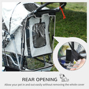 Folding Dog Stroller With Rain Cover And Storage Basket For Small Pets Grey AOSOM