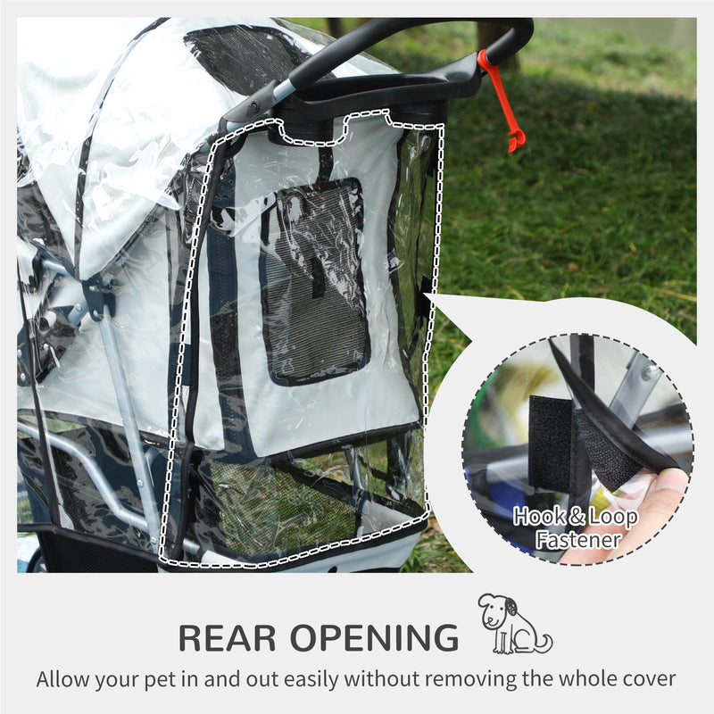 Folding Dog Stroller With Rain Cover And Storage Basket For Small Pets Grey AOSOM