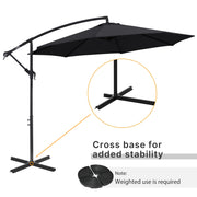 Black 2.45m Cantilever Garden Parasol With Cross Base Waterproof And UV Protection
