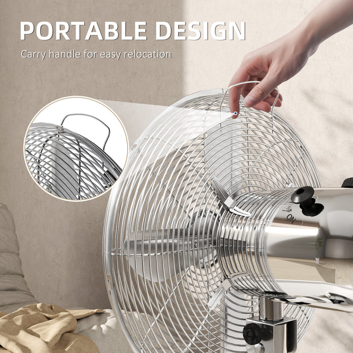 Silver Three Speed Oscillating Desk Fan with Adjustable Head