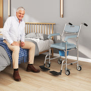Shower Commode Chair with Lockable Wheels and Arms for Elderly or Disabled Use Grey AOSOM