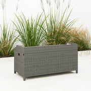 Grey 130L Rattan Garden Storage Box with Seat for Outdoor Use by Outsunny