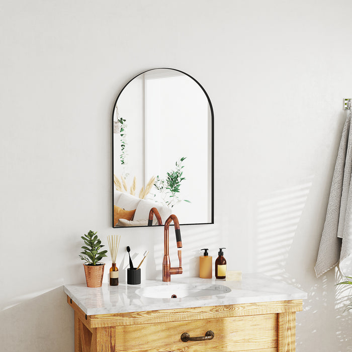 Black Arched Wall Mirror 60 x 90cm for Home and Bedroom by HOMCOM