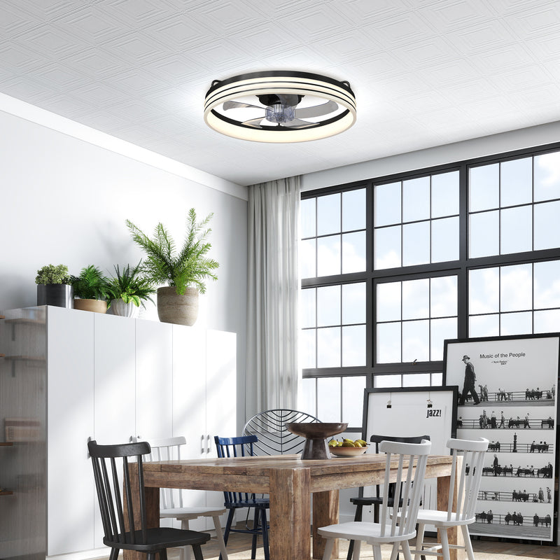 Smart Ceiling Fan with Adjustable Lighting and App Control for Year Round Comfort Black AOSOM
