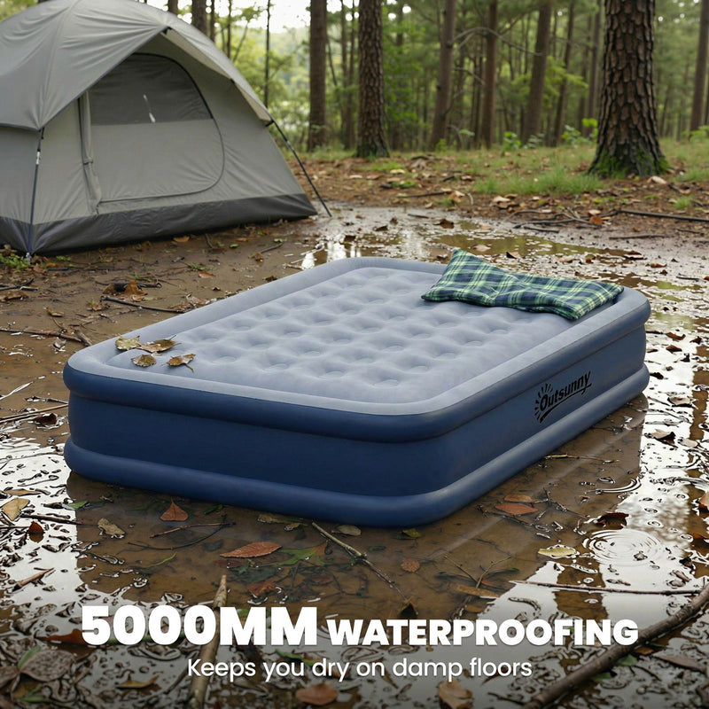 Double Air Bed with Built In Pump for Fast Comfortable Camping Sleep Grey