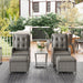 5 Piece Rattan Reclining Armchair Bistro Set with Cushions and Footstools Light Grey by Outsunny