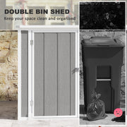 Grey Garden Storage Shed for Two Wheelie Bins Lockable Double Doors with Openable Lid by Outsunny