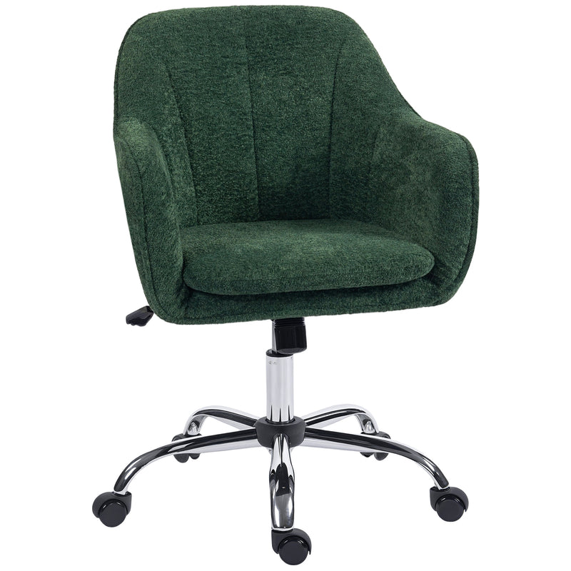Dark Green Velvet Swivel Office Chair with Padded Seat and Adjustable Height Support