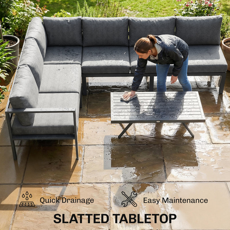 Garden Corner Sofa Set with Adjustable Backrest and Table for Flexible Outdoor Seating, Dark Grey