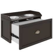 Stainless Steel Raised Dog Bowls With 21L Storage Drawer For Large Breeds, Brown