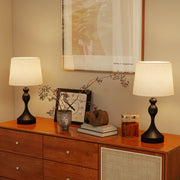Set of Two Touch Control Table Lamps with USB Charging Ports for Bedroom or Lounge Black Beige AOSOM