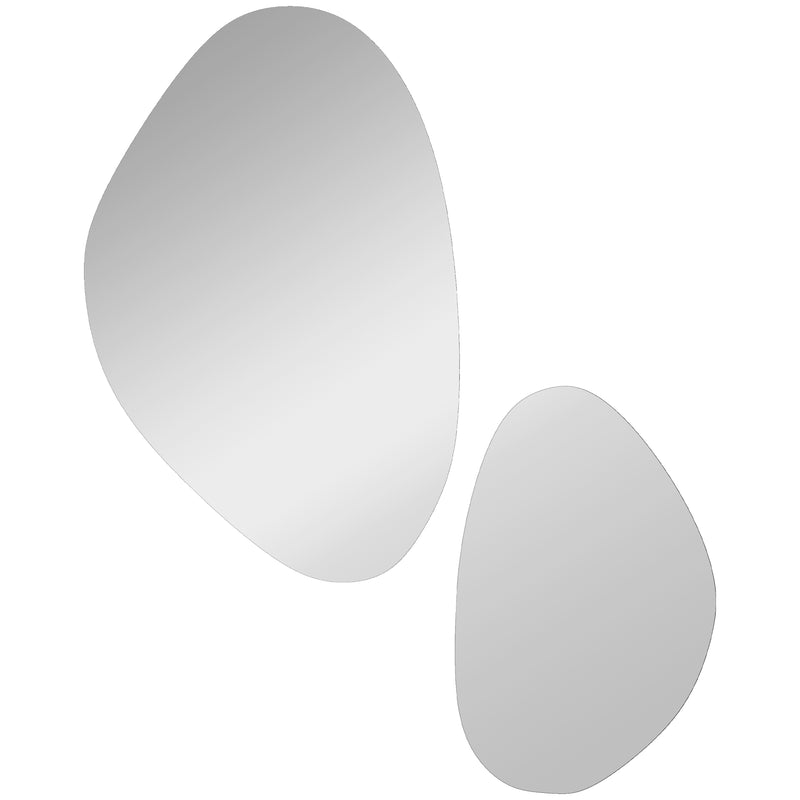 Set of 2 Pebble Shaped Wall Mirrors Ideal for Hallways and Bedrooms Black AOSOM