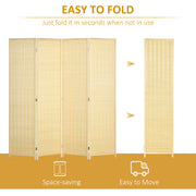 4 Panel Folding Room Divider Screen Creates Privacy In Bedroom Or Office, Natural