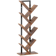 Eight Shelf Tree Bookcase With Space Saving Design For Bedroom Or Lounge, Wood Effect