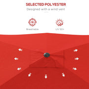 Wine Red Rectangular Garden Parasol 2 x 3m With Crank Tilt and Aluminium Pole by Outsunny