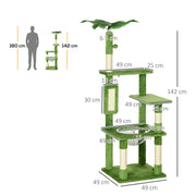 Tall Cat Tree Tower With Hammock Scratching Posts And Toys For Indoor Cats Green