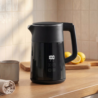 Electric Kettle with Fast Boil and Adjustable Temperature for Busy Family Mornings Black Homcom