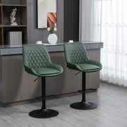 Set of 2 Adjustable Swivel Bar Stools with Backrest for Kitchen Breakfast Bar Green