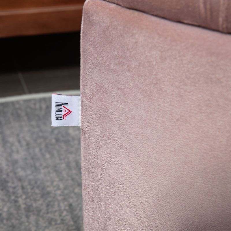 Semi Circle Storage Ottoman Bench With Tufted Seat For Bedroom Or Hallway, Pink