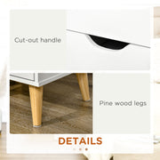 White Bedside Table with 2 Drawers and Pine Wood Legs for Bedroom or Living Room by HOMCOM