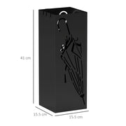 Black Metal Umbrella Stand with Hooks and Drip Tray for Hallway and Entryway by HOMCOM