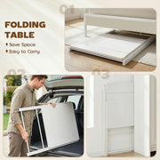 Folding Study Desk with Shelf for Small Spaces and Easy Storage White AOSOM
