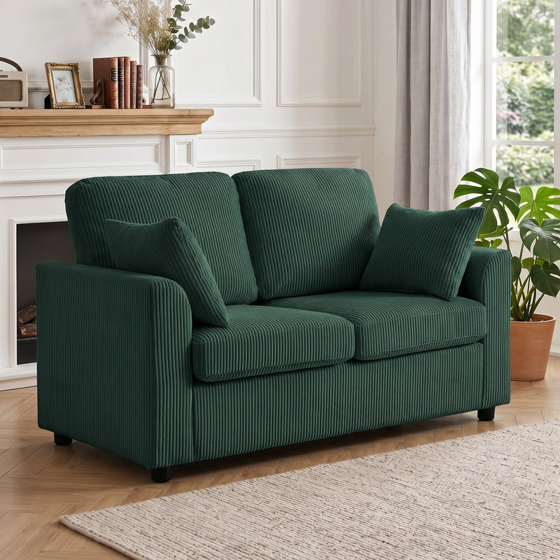 2 Seater Sofa for Small Living Rooms with Firm Support and Soft Corduroy Upholstery