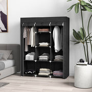 Black Fabric Portable Wardrobe with 8 Shelves and 2 Hanging Rods by HOMCOM