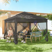 Pop Up Garden Gazebo with Netted Curtains for Shade and Insect Protection Black Outsunny