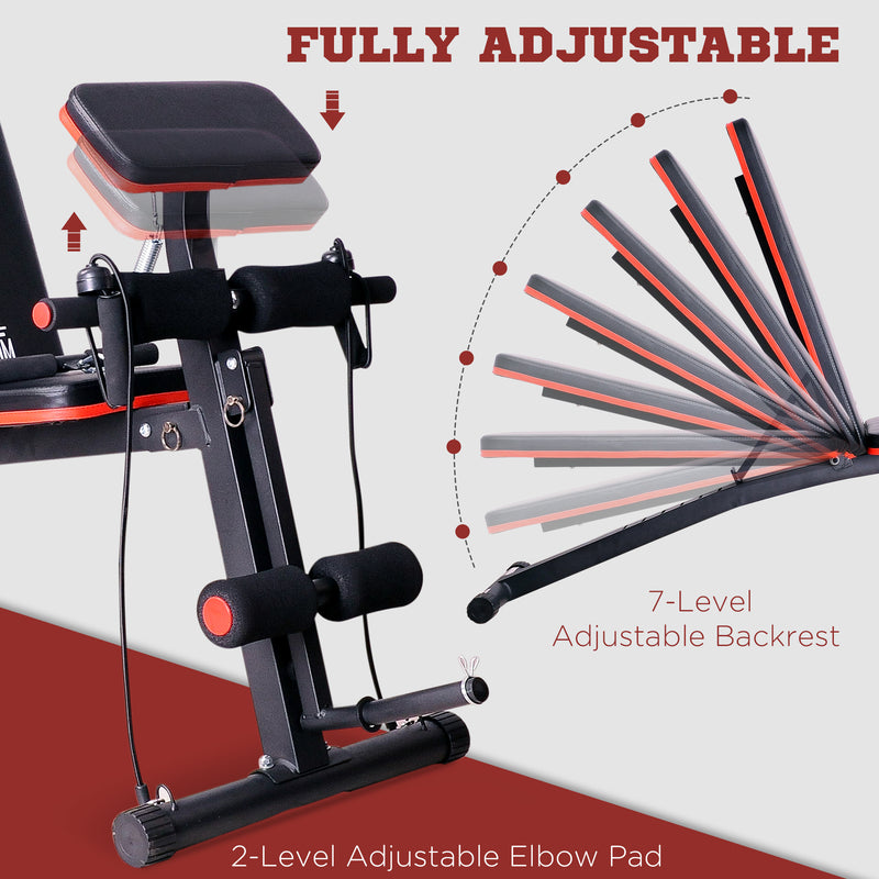 Foldable Adjustable Weight Bench for Strength Training and Sit Ups with Incline Red