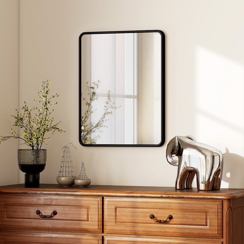 Rectangular Wall Mirror With HD Glass For Hallway Or Bedroom Decoration Black