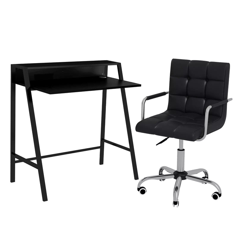 Image of a Black Desk and Chair Set For Home Office.