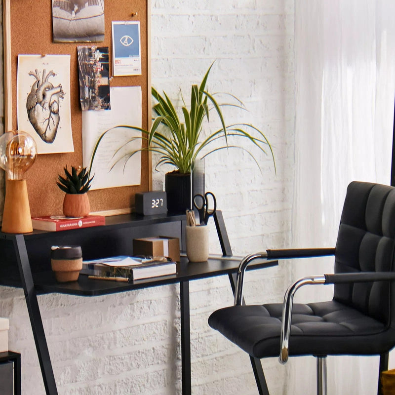 Image of a Black Desk and Chair Set For Home Office.