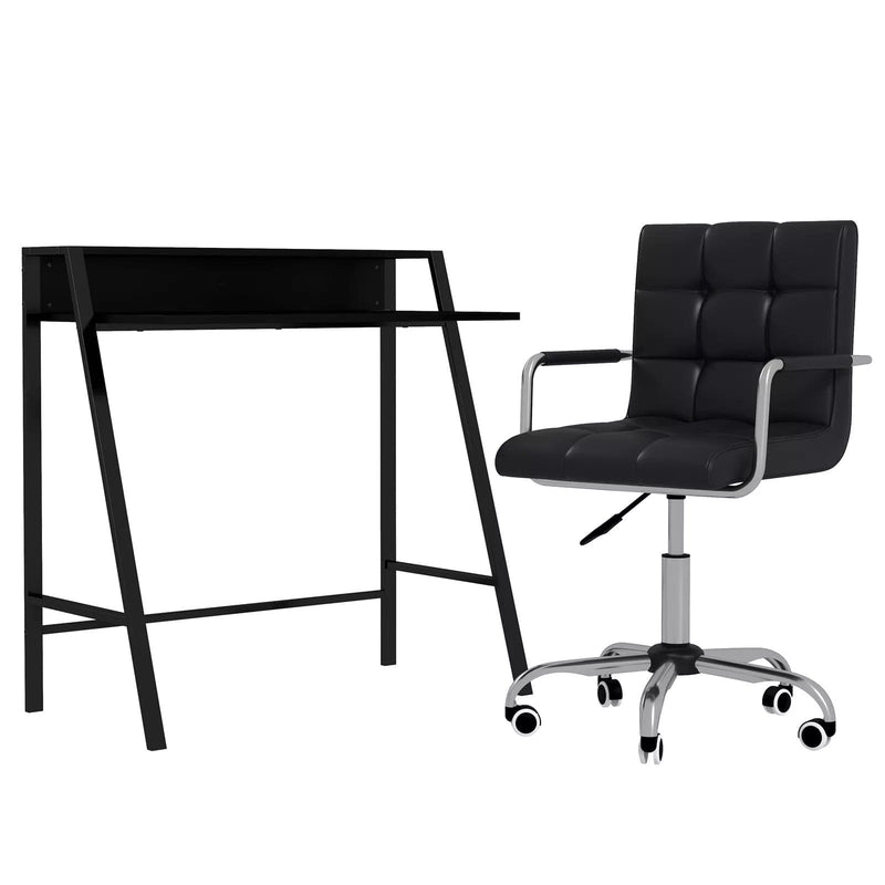 Image of a Black Desk and Chair Set For Home Office.