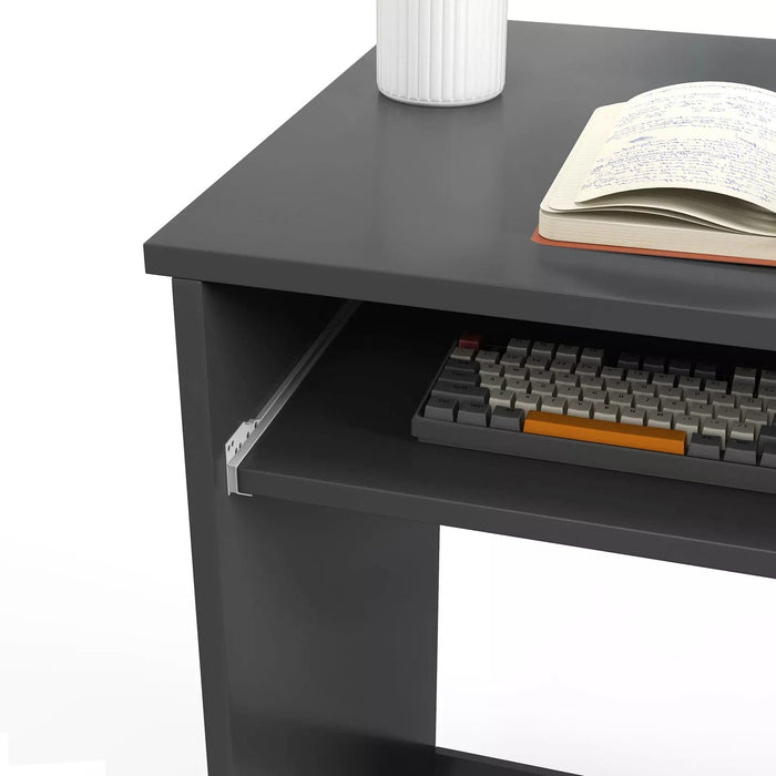 Image of a Grey Desk With Keyboard Tray For Home Office