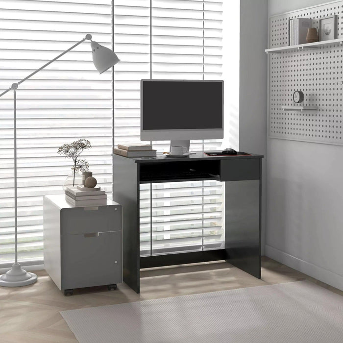 Image of a Grey Desk With Keyboard Tray For Home Office