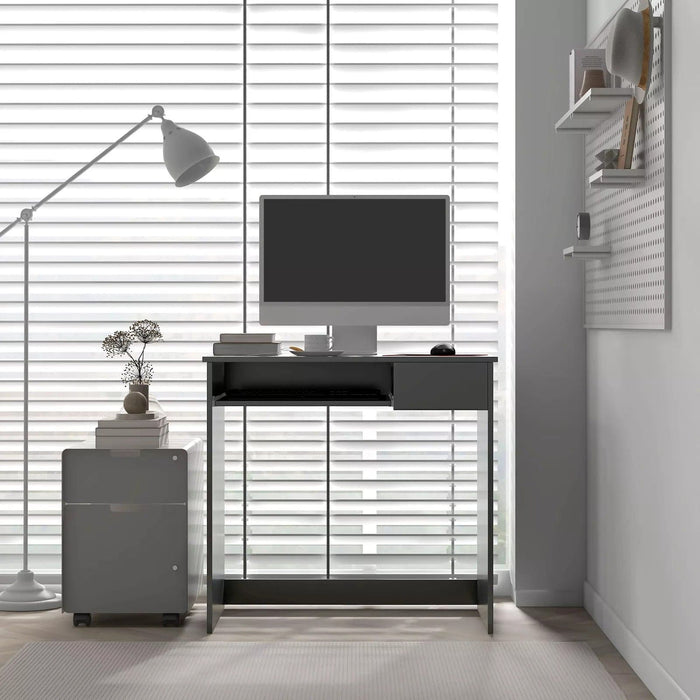 Image of a Grey Desk With Keyboard Tray For Home Office