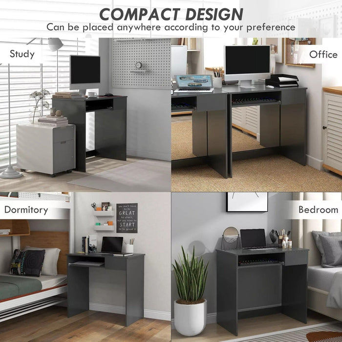 Image of a Grey Desk With Keyboard Tray For Home Office