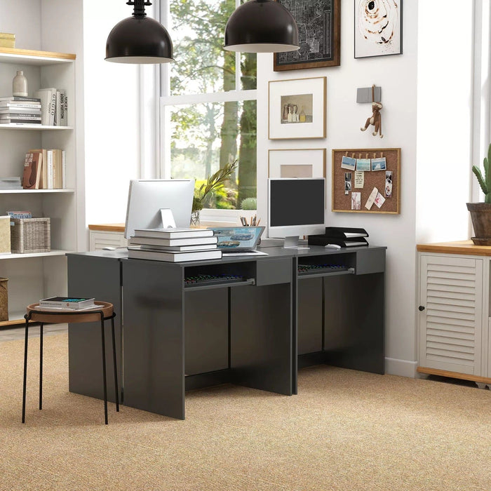 Image of a Grey Desk With Keyboard Tray For Home Office